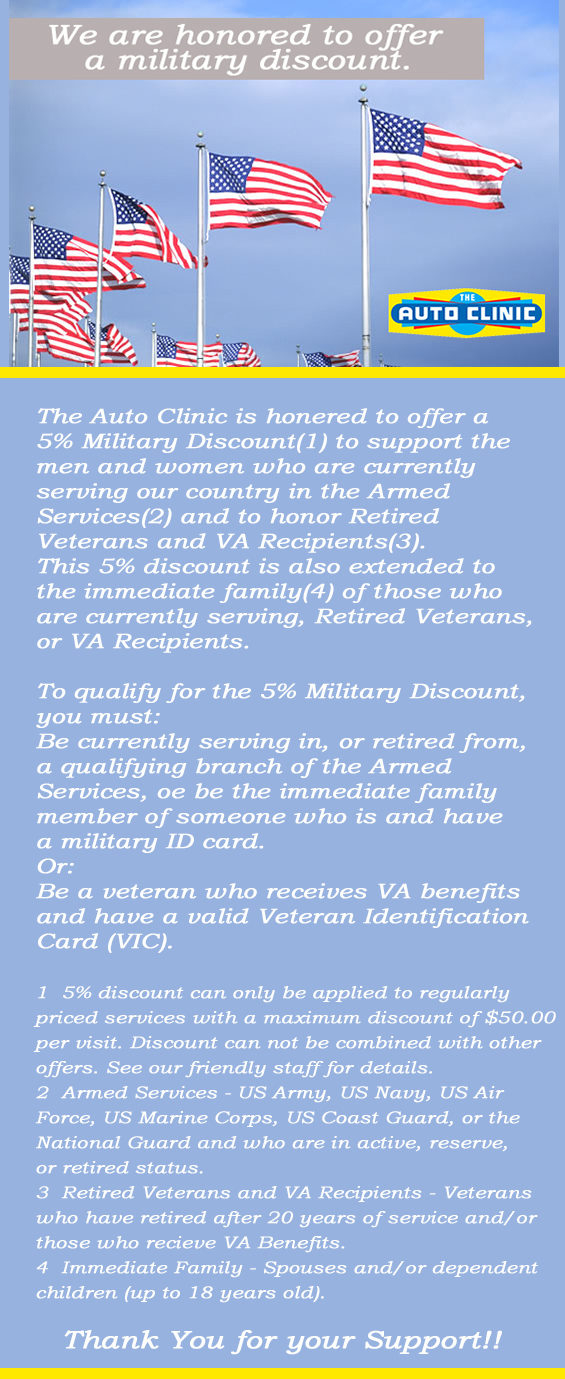 Military Auto Discounts The Auto Clinic